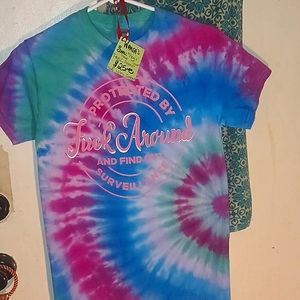 Custom Tie Dye Womens Small "F×#k Around" Ray's of color.